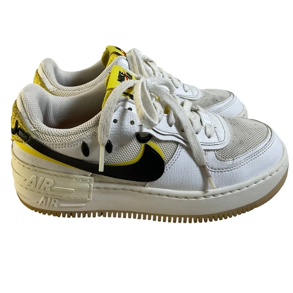 Nike Air‎ Force 1 Shadow Go The Extra Smile White Yellow DO5872-100 Womens 7.5